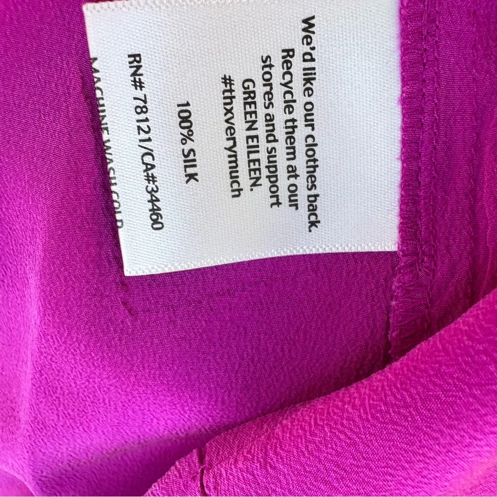 Eileen Fisher | Vibrant Hot Pink Silk Sleeveless Dress, sz S - Picture 6 of 6